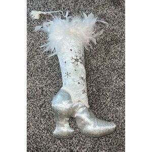 Christmas Stocking white fancy boot 16"x9"‎